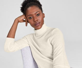 Charter Club Women's Cashmere Turtleneck Sweater Beige Size XX-Large