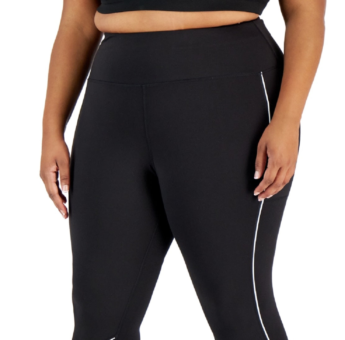ID Ideology Women's Colorblocked Compression 7/8 Leggings Black Size 1X