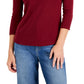 Charter Club Women's Pima Cotton Button Shoulder Top Red Size Petite Medium