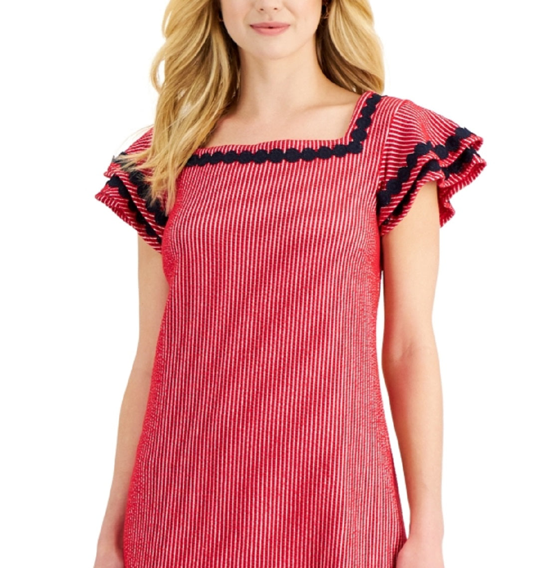 Charter Club Women's Flutter Sleeve Dress Red Size X-Small