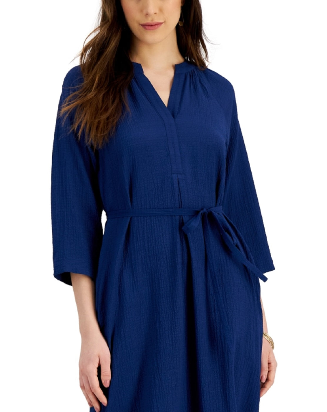 Alfani Women's Crinkled Midi Dress Blue Size X-Large