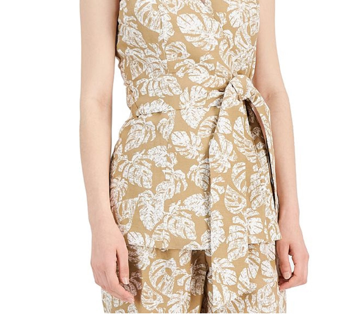 Alfani Women's Sleeveless Tie Front Top Brown Size Medium