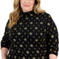 Karen Scott Women's Holiday Printed Mock Neck Top Black Size 0X