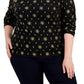 Karen Scott Women's Holiday Printed Mock Neck Top Black Size 0X