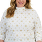 Karen Scott Women's Holiday Printed Mock Neck Top White Size 1X