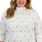 Karen Scott Women's Holiday Printed Mock Neck Top White Size 2X