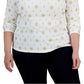 Karen Scott Women's Holiday Printed Mock Neck Top White Size 2X