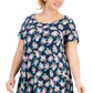 Style & Co Women's Printed Flip Flop Dress Blue Size 0X