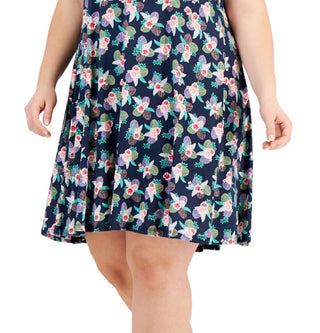 Style & Co Women's Printed Flip Flop Dress Blue Size 0X