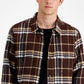 Sun + Stone Men's Randy Flannel Shirt Jacket Brown Size Medium