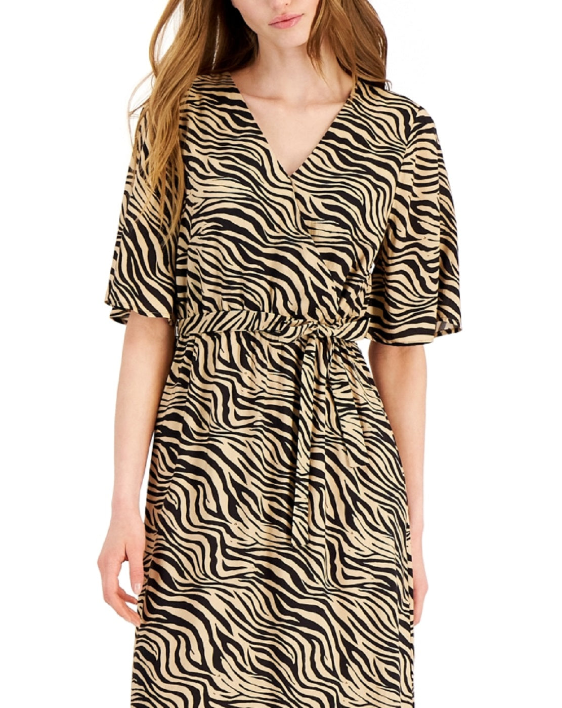 INC International Concepts Women's Zebra Maxi Dress Brown Size X-Small