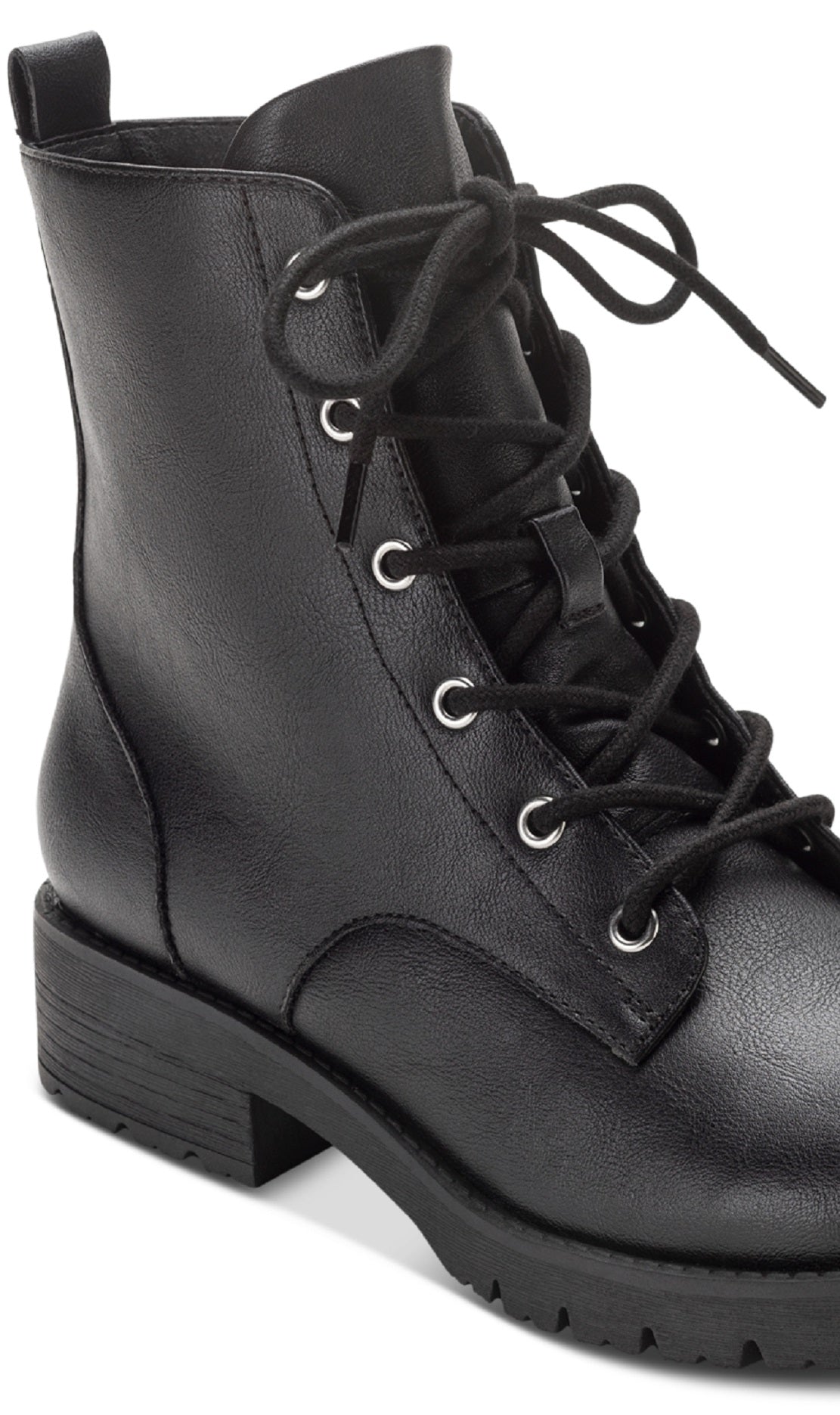 Sun + Stone Women's Frankiee Lace Up Lug Combat Booties Black Size 8.5 M