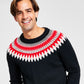 Charter Club Men's Fair Isle Mock Neck Holiday Sweater Black Size X-Large