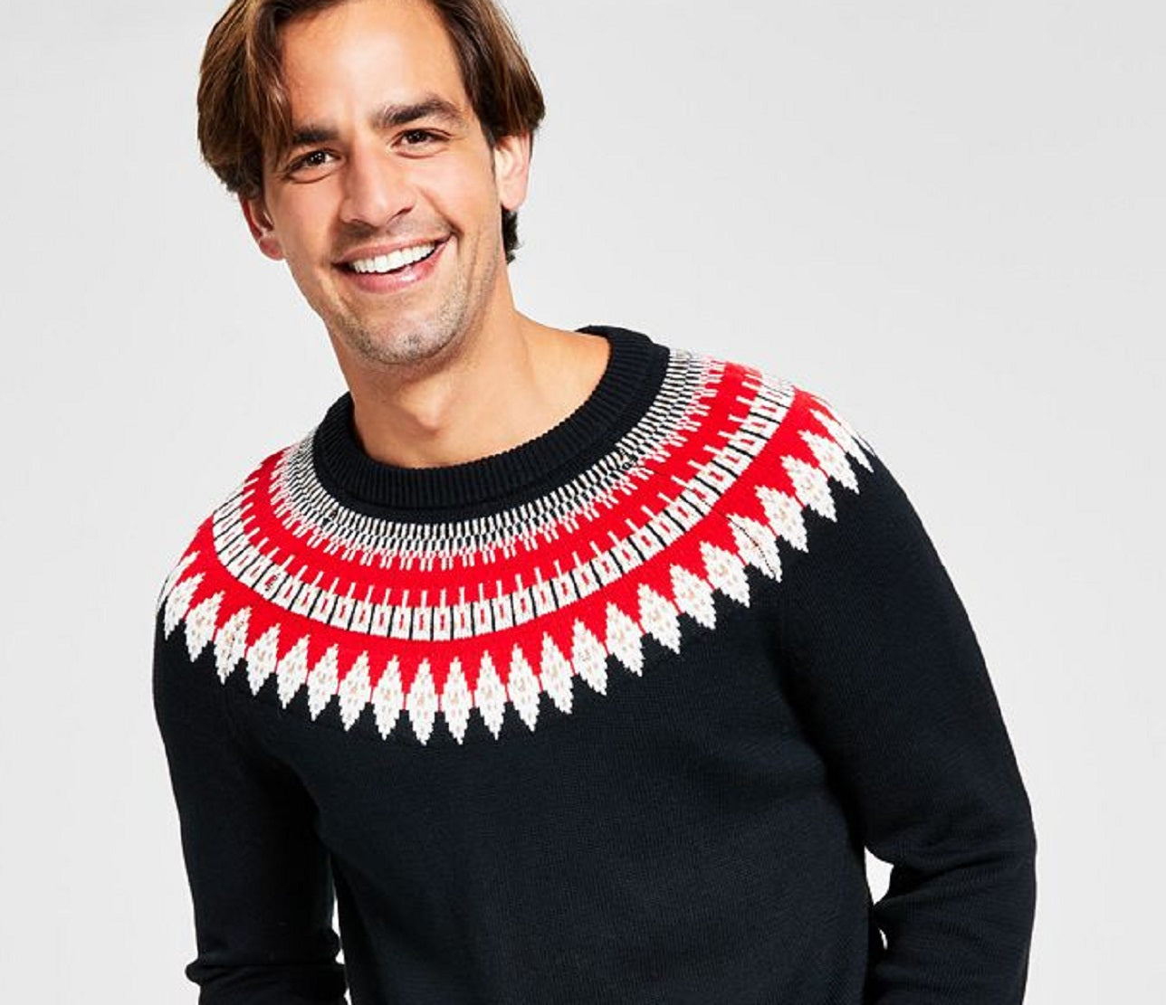 Charter Club Men's Fair Isle Mock Neck Holiday Sweater Black Size X-Large