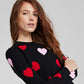 Charter Club Women's 100% Cashmere Heart Print Sweater Black Size X-Large