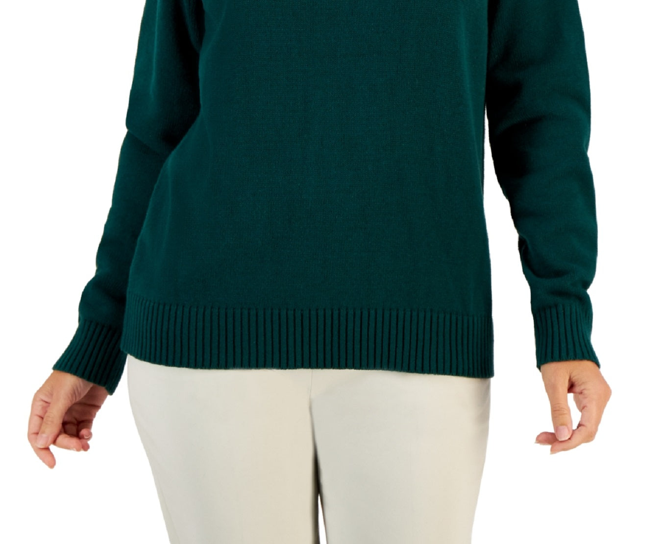 Karen Scott Women's Cotton Turtleneck Sweater Green Size Medium