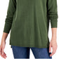 INC International Concepts Women's Step Hem Long Sleeve Boatneck Sweater Green Size Medium