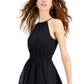 INC International Concepts Women's Clip Dot Tiered Halter Mini Dress Black Size X-Large