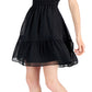 INC International Concepts Women's Clip Dot Tiered Halter Mini Dress Black Size X-Large