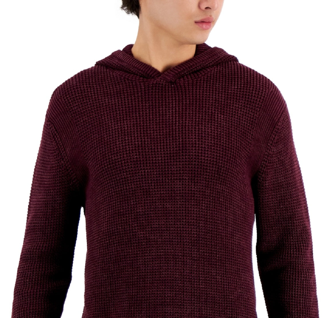 INC International Concepts Men's Acid Wash Hooded Sweater Red Size Small