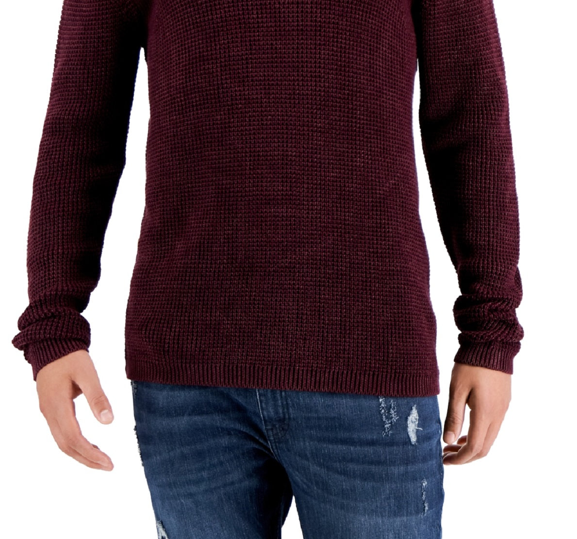 INC International Concepts Men's Acid Wash Hooded Sweater Red Size Small