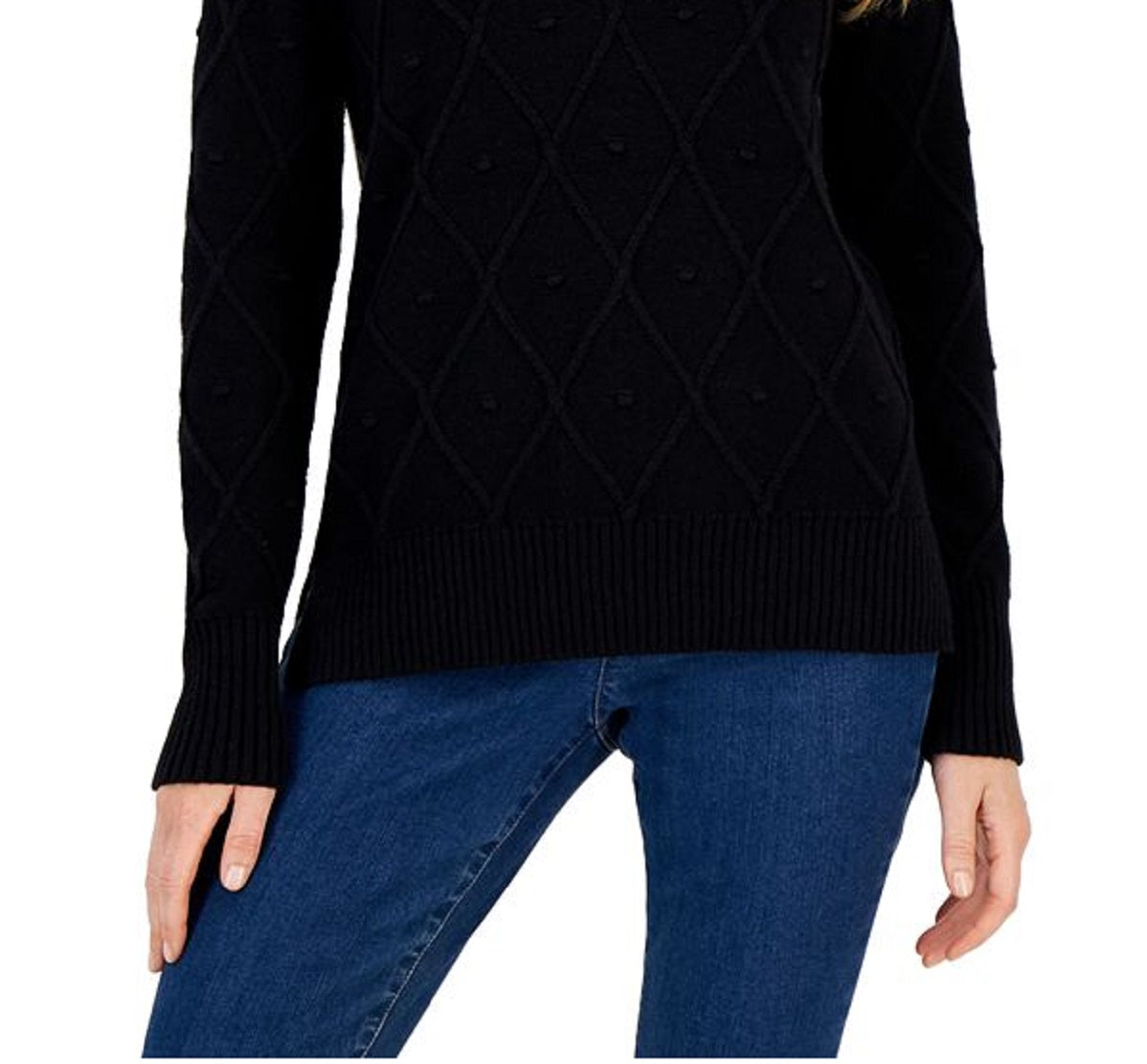 Charter Club Women's Long Sleeve Sweater Black Size X-Small