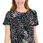 Alfani Women's Printed Step Hem T-Shirt Green Size Petite Medium