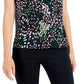 Alfani Women's Printed Step Hem T-Shirt Green Size Petite Medium