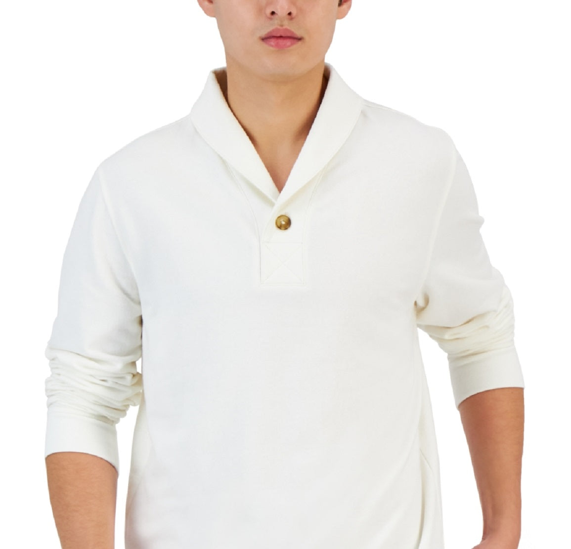 Club Room Men's Shawl Collar Sprilite Fleece Sweater White Size Large