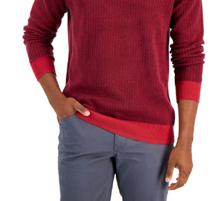 Club Room Men's Two Tone Crewneck Sweater Red Size Medium