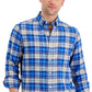 Club Room Men's Regular Fit Plaid Flannel Shirt Blue Size Large