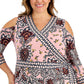 JM Collection Women's Nancy Paisley Print Wrap Top Pink Size 3X