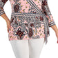 JM Collection Women's Nancy Paisley Print Wrap Top Pink Size 3X