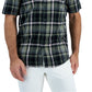 Alfani Men's Short Sleeve Panama Plaid Textured Shirt Green Size Medium
