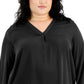 Alfani Women's High Low V Neck Blouse Black Size 3X