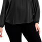Alfani Women's High Low V Neck Blouse Black Size 3X