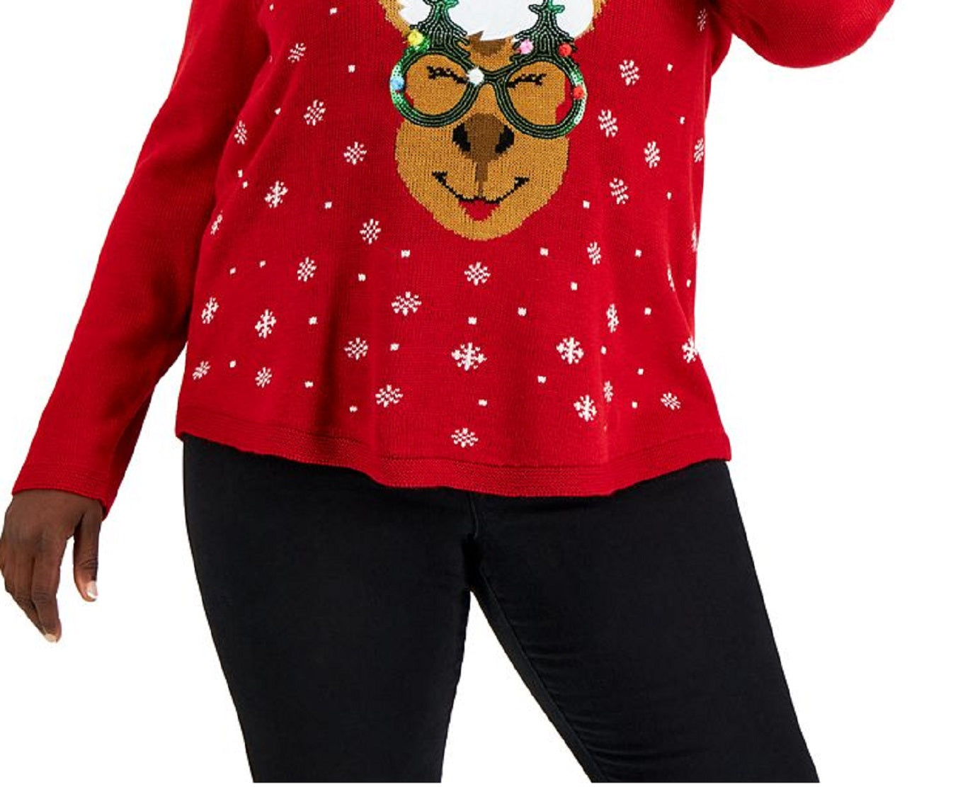 Karen Scott Women's Reindeer Embellished Sweater Red Size 1X