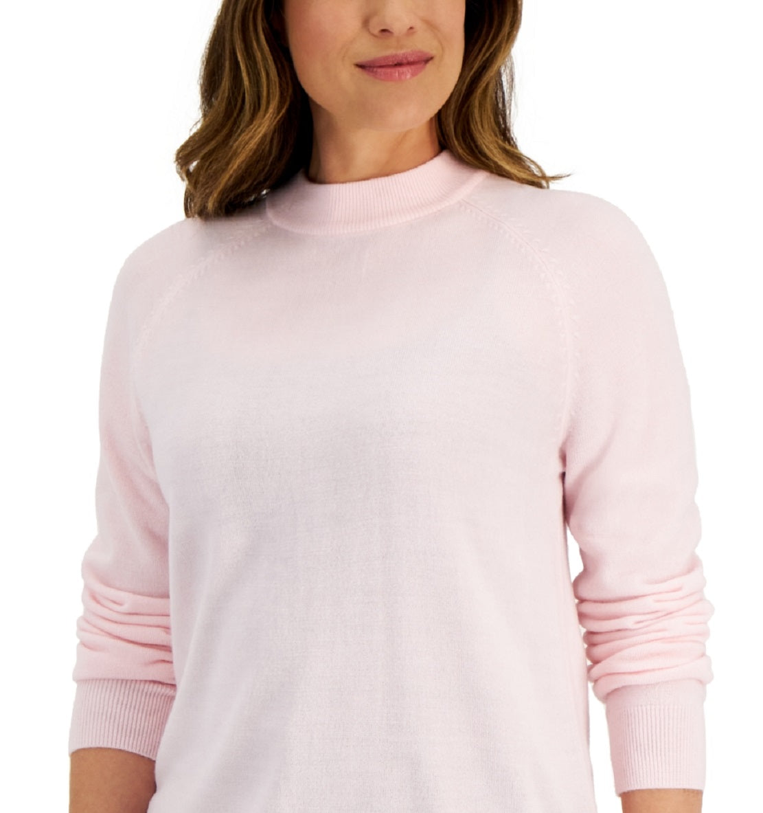 Karen Scott Women's Mock Neck Zip Back Sweater Pink Size Petite Small