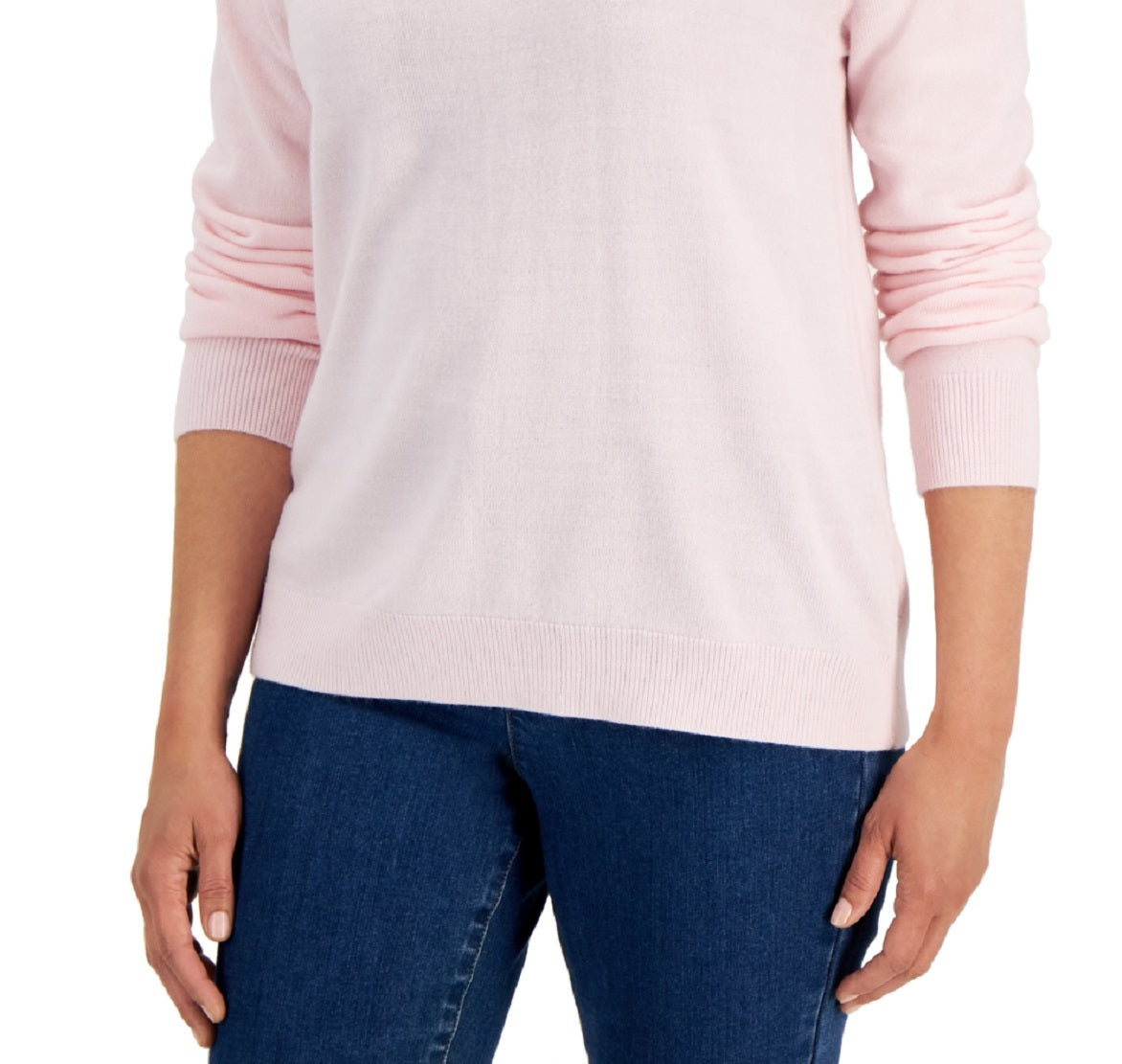 Karen Scott Women's Mock Neck Zip Back Sweater Pink Size Petite Small