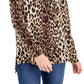 INC International Concepts Women's Leopard Print Boat Neck Sweater Black Size Small