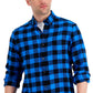 Club Room Men's Regular Fit Plaid Flannel Shirt Blue Size Small