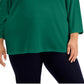 Karen Scott Women's 3/4 Sleeve Henley Top Green Size 2X