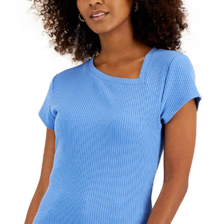 INC International Concepts Women's Asymmetrical T-Shirt Blue Size XX-Large