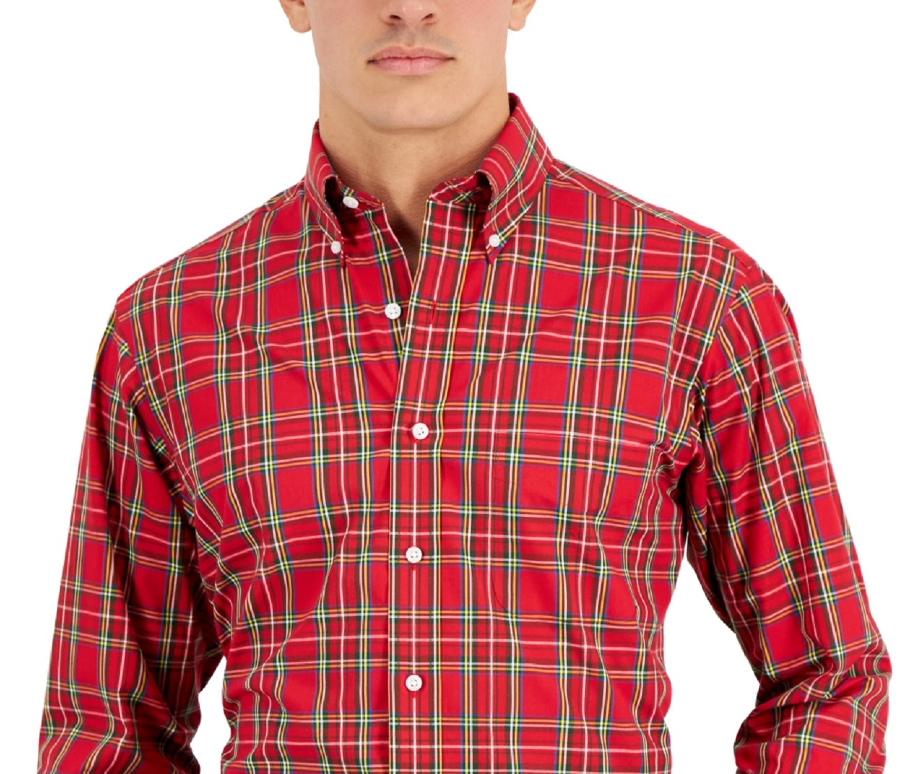 Club Room Men's Regular Fit Cotton Dress Shirt Red Size 17X36X37
