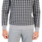 Club Room Men's Merino Houndstooth Crewneck Sweater Gray Size Large