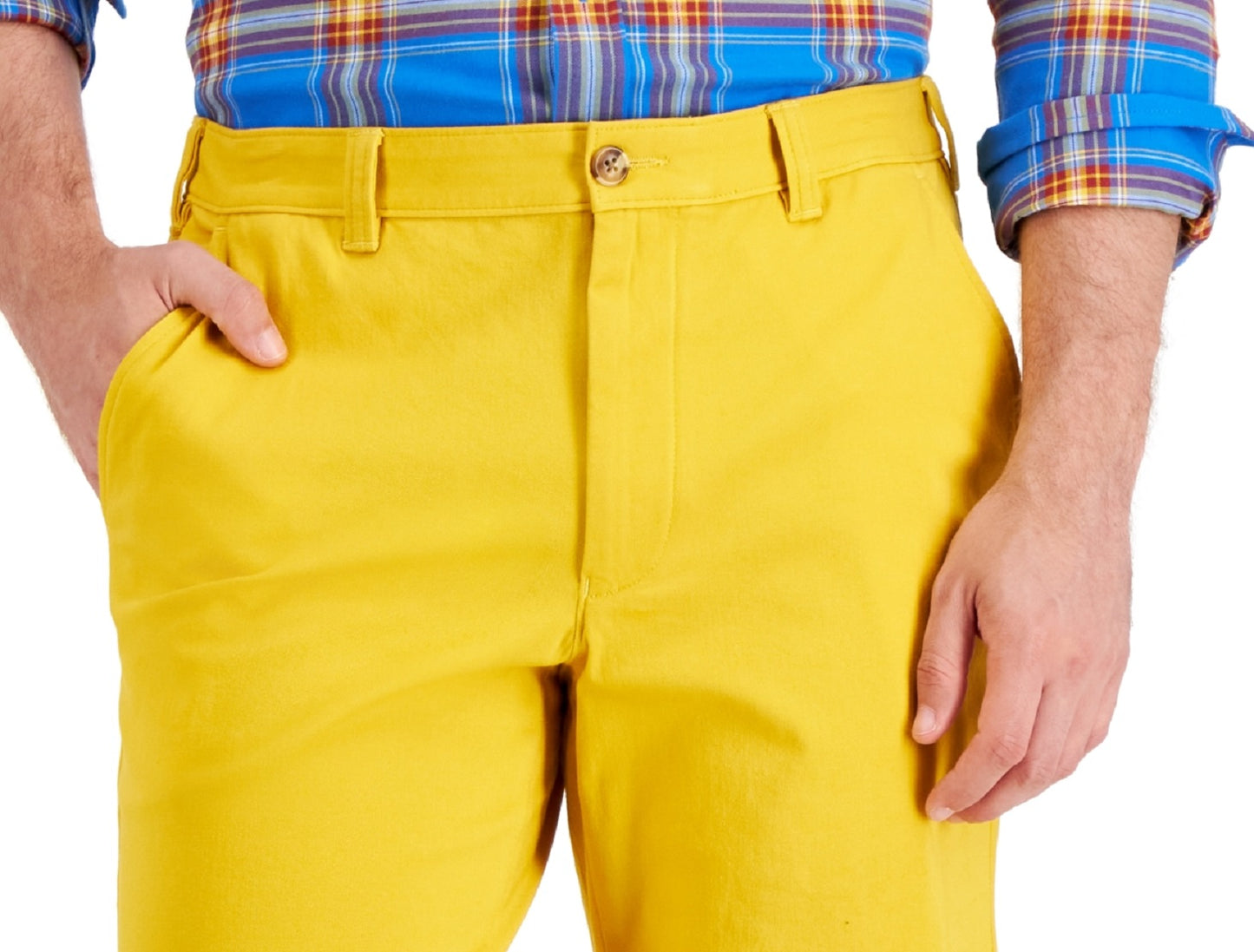 Club Room Men's Regular Fit Way Stretch Shorts Yellow Size 34