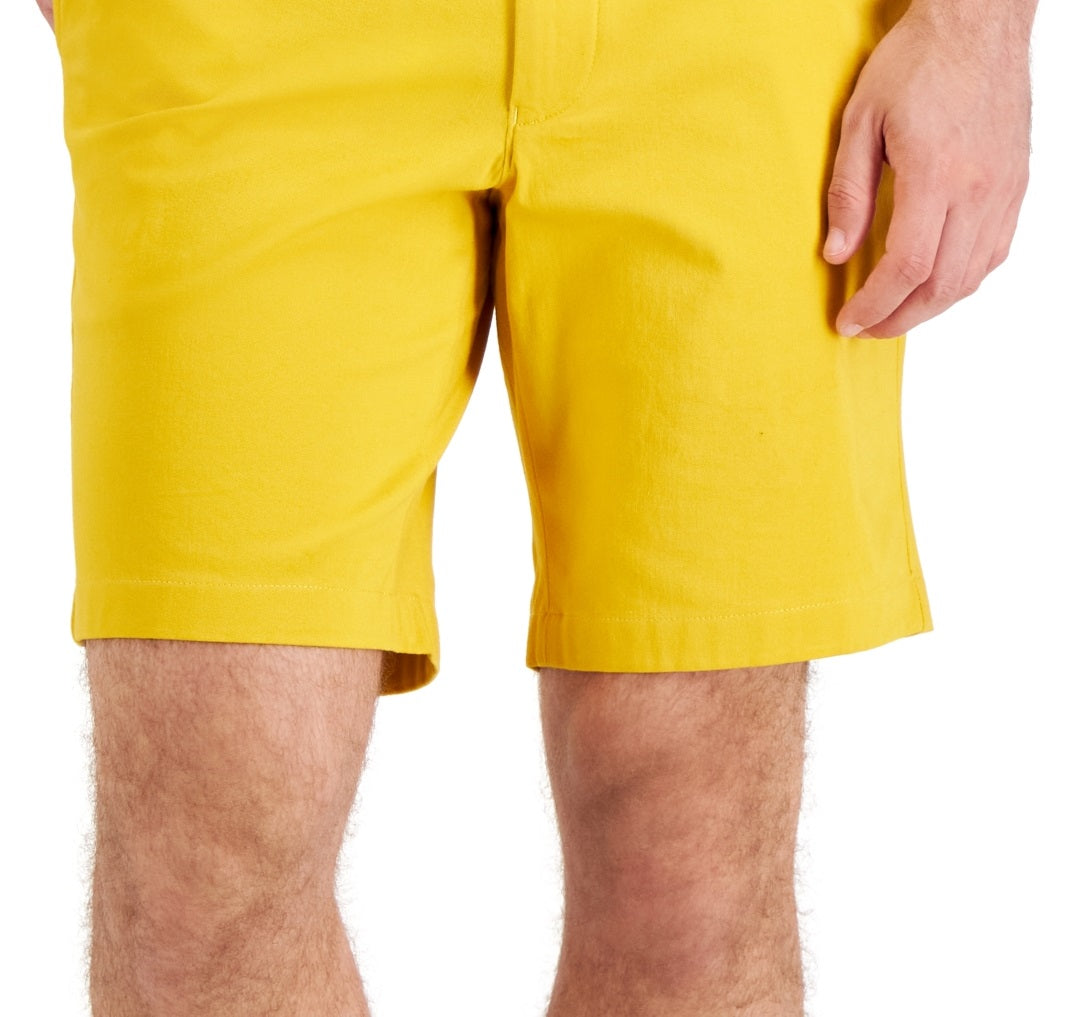 Club Room Men's Regular Fit Way Stretch Shorts Yellow Size 38