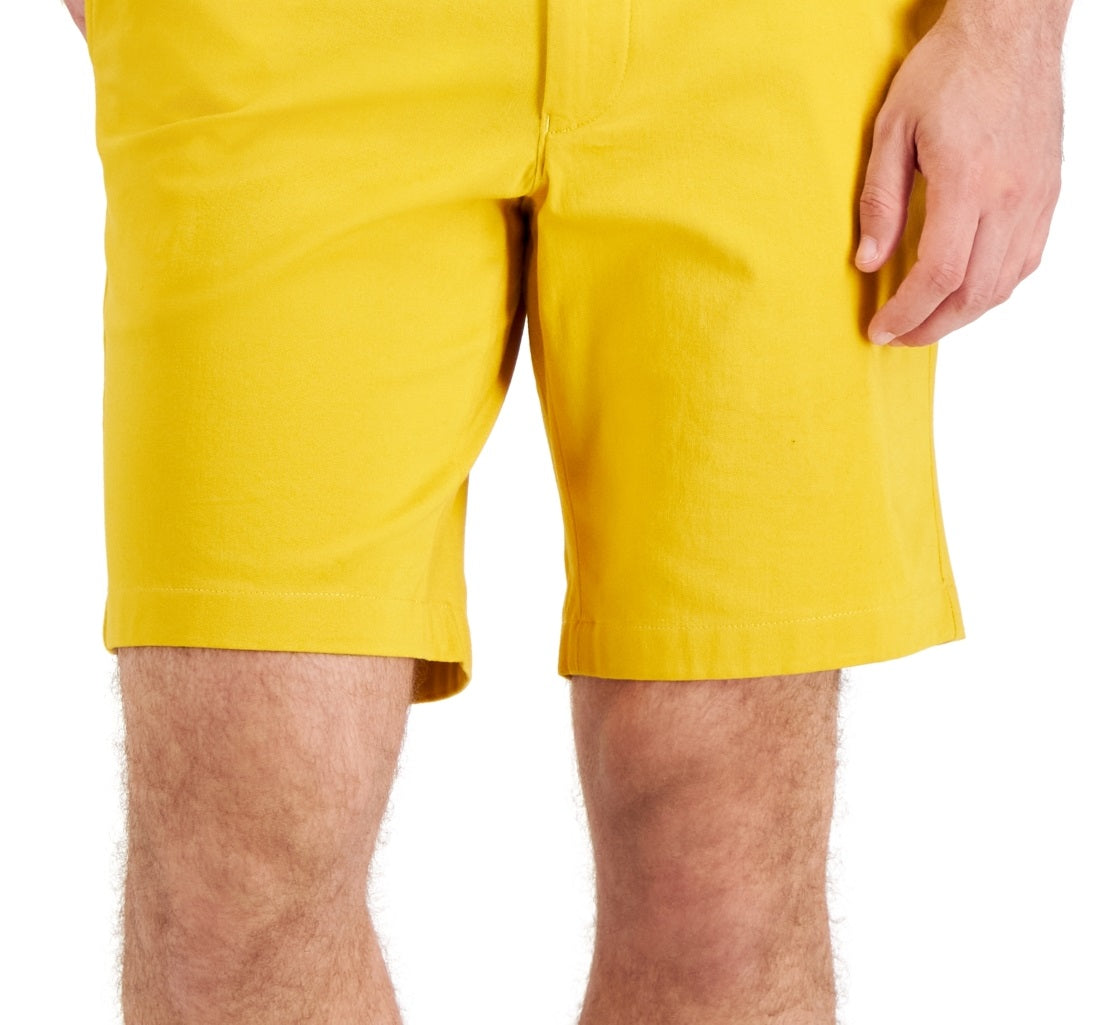 Club Room Men's Regular Fit Way Stretch Shorts Yellow Size 44