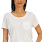 Style & Co Women's Pocket T-Shirt White Size Medium