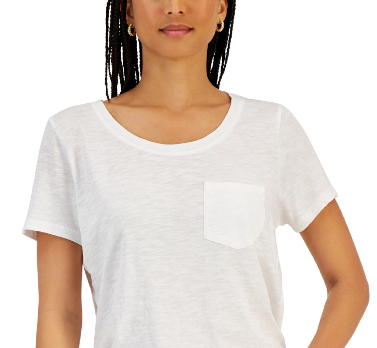 Style & Co Women's Pocket T-Shirt White Size Medium